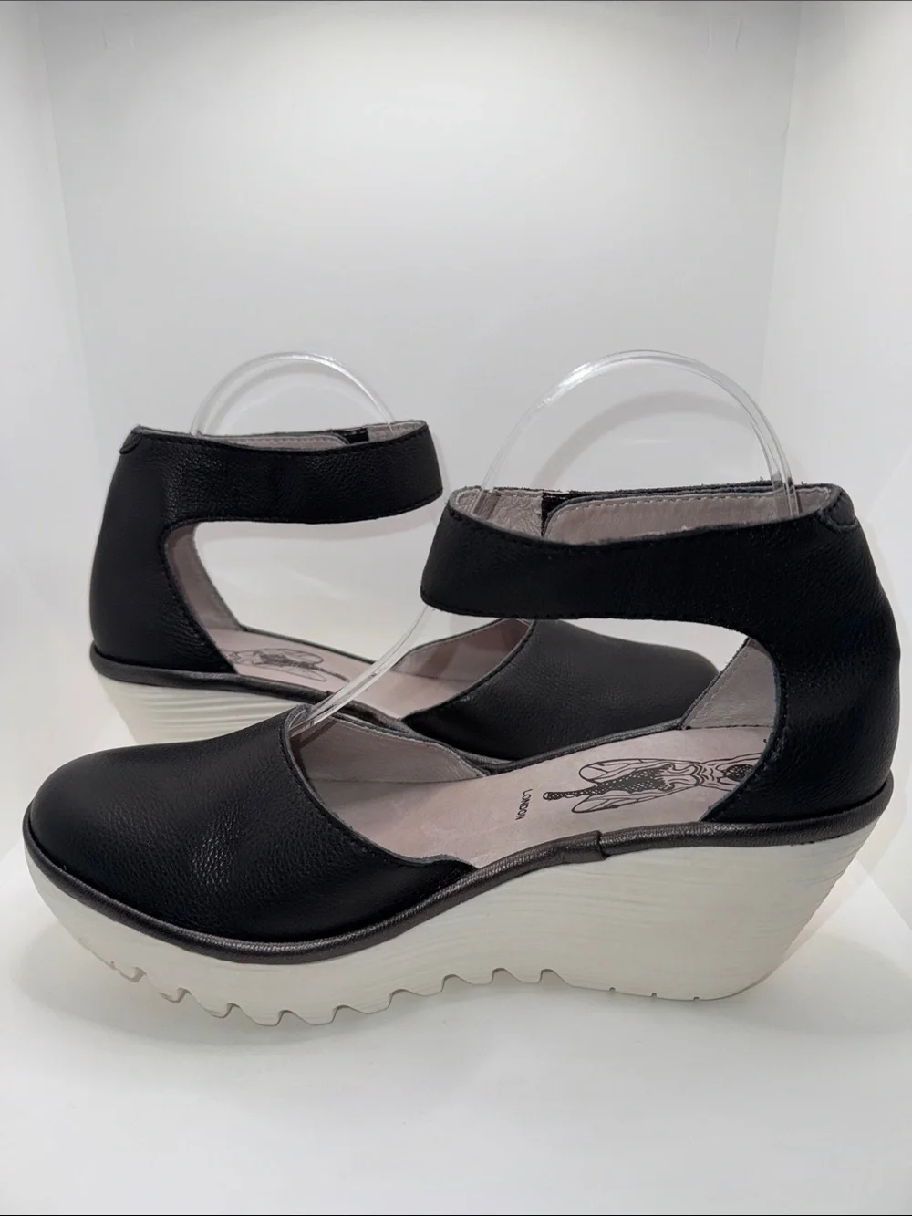 Fly London Yand Wedge Shoes Black Leather Women’s EU 38 US 7.5-8